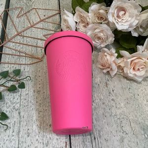 Starbucks 2014 Barbie matte hot pink stainless steel tumbler grande rare cold